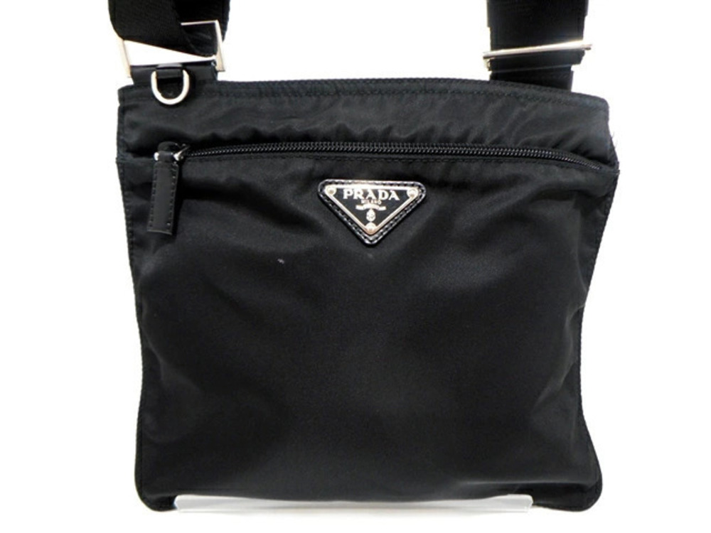 Prada Tessuto Saffiano Leather Shoulder Bag Black